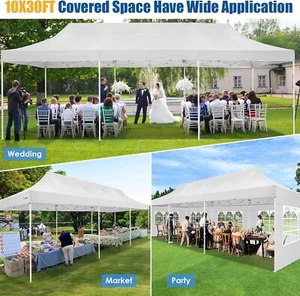 Pop up Canopy 10'x30' Outdoor Gazebo Waterproof UPF50+ Heavy Duty Event Tent - Picture 1 of 386