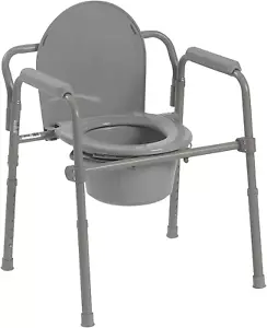 Adult Toilet Seat Folding Bedside Potty Chair Commode Steel Portable Bariatric - Picture 1 of 9