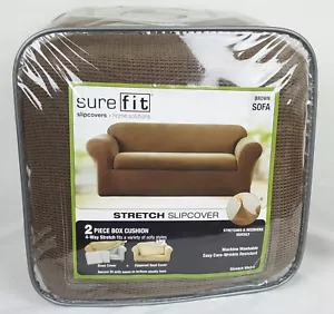 Sure Fit Stretch Metro Schonbezug 2 Stück Box Kissen Sofa - Braun - Bild 1 von 8