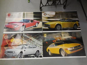 FERRARI DAYTONA-FIAT DINO-LAMBORGHINI MIURA-ALFA ROMEO ZAGATO-VINTAGE POSTER - Picture 1 of 10