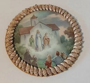 OL Our Lady of Knock Round Catholic Virgin Mary Wall Art Surrounded by Shells - Picture 1 of 4