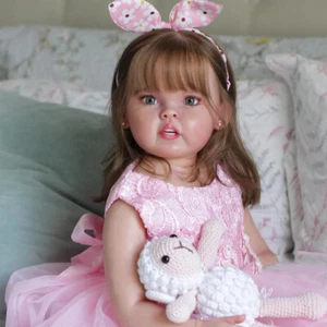Bambola neonato dipinta 30 pollici rifinita con capelli radicati a mano simpatica regalo bambina - Foto 1 di 8