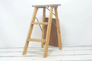 Vintage . Wood Ladder Stool Crakerjac Crackerjack Stool Step Ladder - Picture 1 of 13