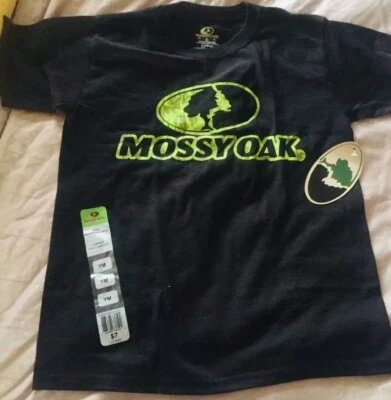 Camiseta de manga curta Mossy Oak preta tamanho M média nova com etiquetas~Juventude nova com etiquetas. - Imagem 1 de 4