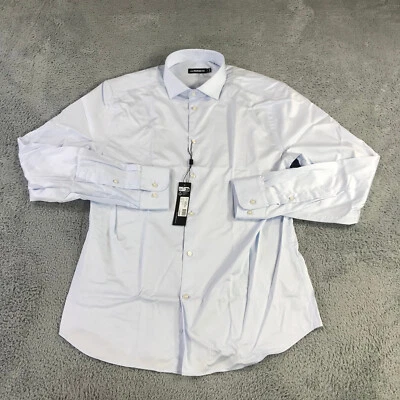 J Lindeberg Shirt Mens 42 Button Up Blue Non Iron Twill Super Slim Shirt Skyrim - Image 1 of 4