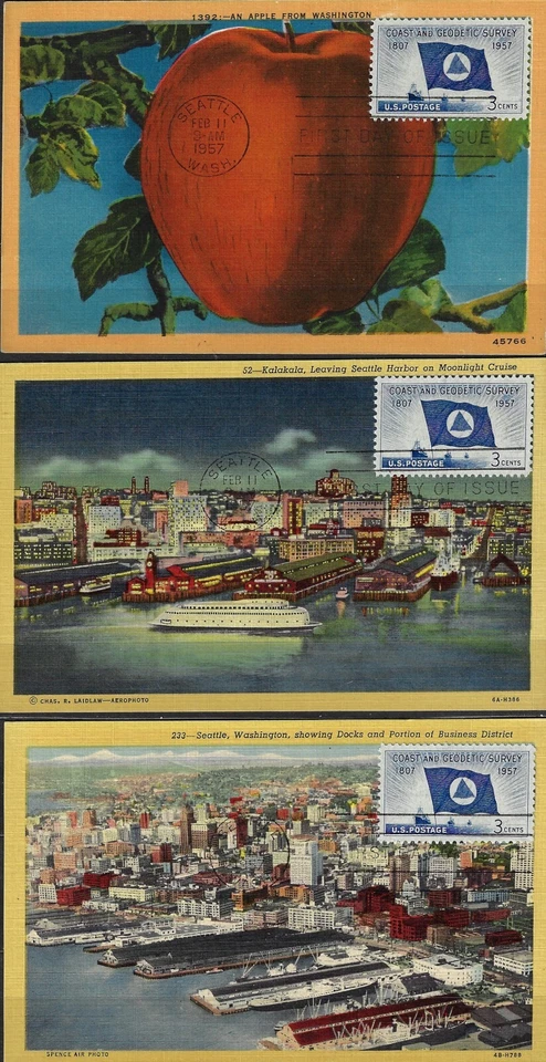 US  SC# 1088   3  SINGLE   FDC   ON POSTCARD OF WASHINGTON STATE AIR PHOTO  RARE - Image 1 of 1