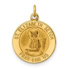 14k Yellow Gold Saint Elizabeth Seton Pray For Us Words on Medal Pendant