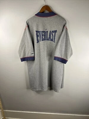 复古 Everlast 拳击长袍成人小号灰色棉综合格斗拳击男式 B13 — 第 1/4 张图片