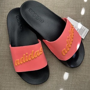 Adidas Women’s Adilette Shower Slides Size 6 Pink/Orange logo - Picture 1 of 3