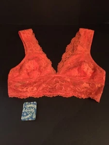 Free People Galloon Lace Deep V Bralette Pink Coral Size Extra Small NWT - Picture 1 of 3