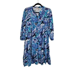 Soft Surroundings XL Cotton Blend Blue Paisley Dress - Picture 1 of 13
