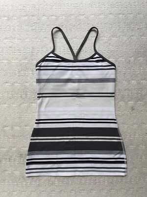 Camiseta sin mangas Lululemon Racerback a rayas (negro, blanco, gris y crema) talla 4 Foto 1 de 2