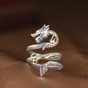 I05 Ring Drache Sternzeichen Jahr des Drachen 2024 Silber 925 verstellbar - Bild 1 von 9