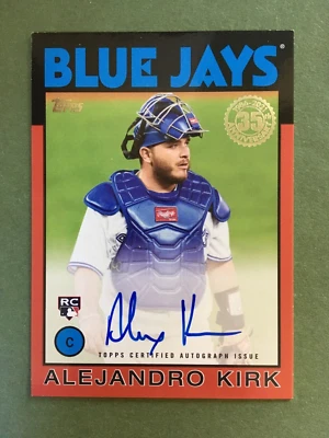 2021 Topps Update Alejandro Kirk RC 1986 Topps Red Auto Card 24/25 Blue Jays - Image 1 of 2
