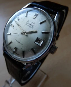 Avia Olympic wristwatch, date, 17 jewels Incabloc, screwback, new strap ETA 2408 - Picture 1 of 12