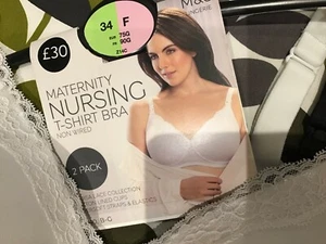 M & S Maternity NURSING Bra (pack of 2) RRP £30.00 SIZE 34 F /Black/White NEW. - Picture 1 of 7