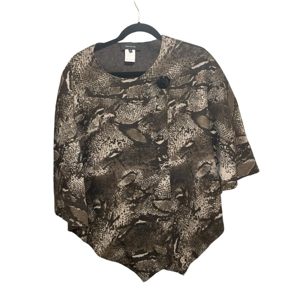 Poncho capa Jones New York para mujer mezcla de lana estampado animal talla única boho Foto 1 de 4