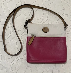 Bolso Bandolera/Cartera GIANI BERNINI PEBBLE BRIDLE Cuero Genuino Rosa y Crema - Imagen 1 de 4