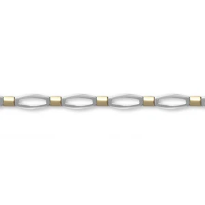 9ct 2-Colour Gold Jewelco London Collared Oval Link 6mm Bracelet 7.5 inch 19cm - Picture 1 of 5