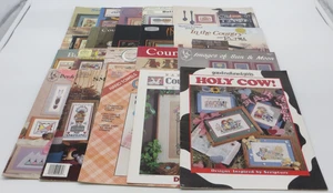 Lot of 20 Cross Stitch Patterns Country Theme Cows Native American Amish MORE - Picture 1 of 21