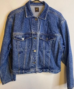 Vintage LEE Denim Acid Wash Jacket PATD-153438 Made in USA Trucker Coat Size 44 - Picture 1 of 3