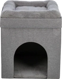 Collapsible Cube CAT BED / HOUSE , 15x15x17 Inches, Gray, New - Picture 1 of 5