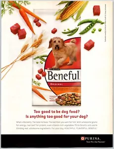 Purina Beneful 2007 comida para perros con trozos de carne húmedos anuncio impreso saludable - Imagen 1 de 2