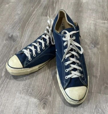 Zapatos Deportivos De Colección Años 70 Converse All Stars Azul Lona Etiqueta Azul Hechos en EE. UU. Foto 1 de 4