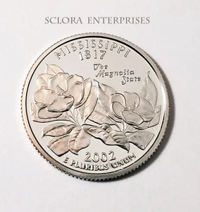 2002 S MISSISSIPPI *VERKLEIDETER PROOF* STAATES VIERTEL **KOSTENLOSER VERSAND** - Bild 1 von 3