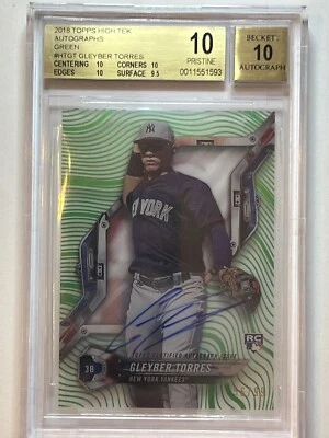 2018 Topps High Tek GLEYBER TORRES Rookie Auto /99 Green #HT-GT Beckett 10 - Image 1 of 3
