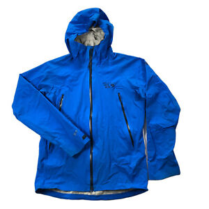 Mountain Hardwear Quasar Lite Mens Medium Blue Dry.Q Elite Full Zip Rain Jacket