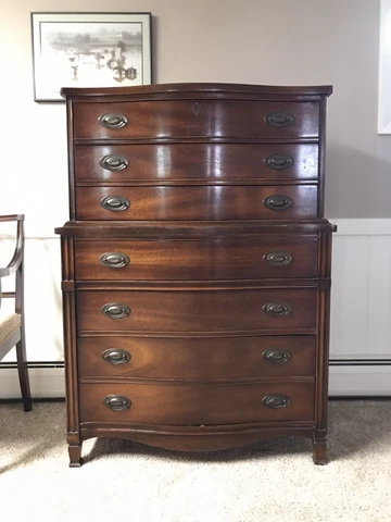 Vintage Dresser-Dixie Federal Style-HighBoy-6 Drawer-Mahogany-1920’s-1940’s Cover