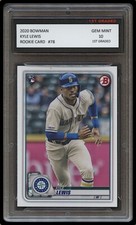KYLE LEWIS 2020 BOWMAN (TOPPS) 1ST GRADED 10 ROOKIE CARD RC #78 SEATTLE MARINERS