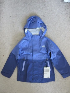 REI Girls Rainwall Hooded Rain Jacket Violet Purple XXS (4-5) NWT - Picture 1 of 9
