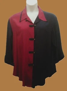 EUC S.L. Fashions Pant Suit Top - Cherry & Navy Colorblock - Women's Size 14 - Picture 1 of 5