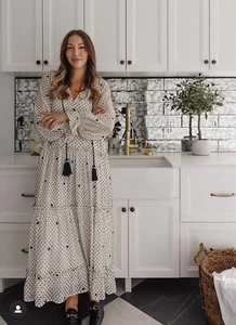 NWT_ZARA WOMAN SS22 DOT MESH MIDI FLOWY DRESS ECRU / BLACK 5598/026 _XS-XL - Picture 1 of 13