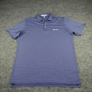 Holderness & Bourne Polo Shirt Mens Extra Large Blue Striped Tailored Fit Golf - Picture 1 of 8