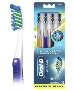 Oral-B CrossAction Max Clean Manual Toothbrush Soft 4 Count Multicolor - Picture 1 of 7
