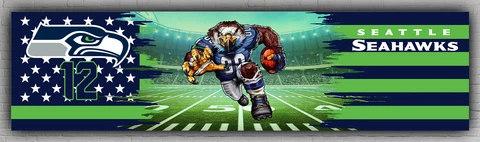 Seattle Seahawks Football Team Mascot Banner 60x240cm 2x8ft Fan Best Flag Cover