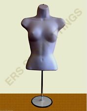 Female Mannequin Display Lingerie Half Body with Round Stand Table Top - SILVER 