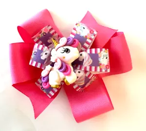 Beautiful Unicorn on a Pink Bow Inspired Hair Bow for girls. - Picture 1 of 3