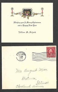 DATED 1923 CHICAGO IL WISH YOU A HAPPY XMAS & NEW YEAR EMBOSSED W/ENV - Picture 1 of 1