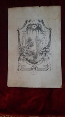 Gravure ancienne XVIII-XIXième  d'après WATTEAU "Le berceau" -Allégorie - Photo 1/2