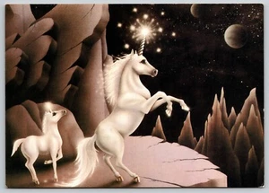 Postcard White Unicorn Baby Unicorn Mythical Creature Astrological Scene - Picture 1 of 2