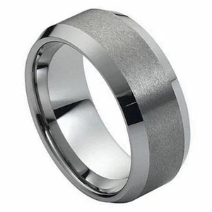 10MM TUNGSTEN CARBIDE with BRUSHED IN MIDDLE MEN'S WEDDING BAND RING SIZE 5-15 - Picture 1 of 1