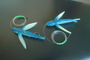 Three 7" Yummee Flyers, two are rigged with 100 lb. fluorocarbon. - Picture 1 of 6