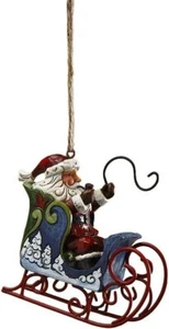 Enesco Jim Shore Heartwood Creek Santa in Sleigh with Whip Hanging Ornament - Picture 1 of 1