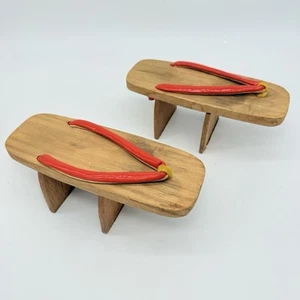 Vintage japanische Geta Holz Clogs Herren/Unisex 2 Absätze Schuhe Sandalen 9" - Bild 1 von 5