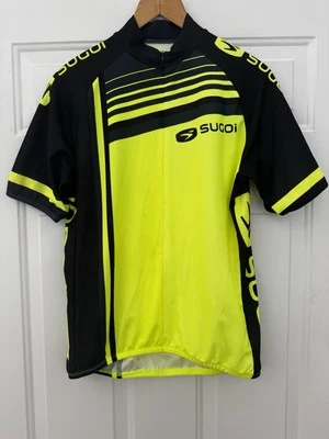 Camiseta deportiva de ciclismo de manga corta SUGOI para adultos con cremallera 3/4 amarilla y negra - talla M Foto 1 de 2