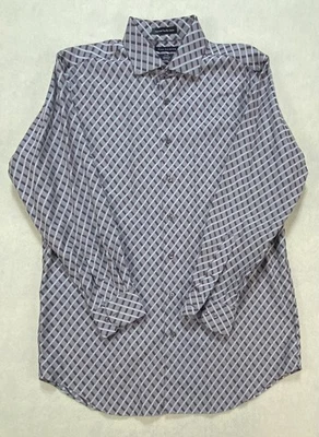 Camisa Paul Fredrick Para Hombre 17-34 Gris-Negro Geo Cuadros No Planchado Ajuste A Medida Foto 1 de 4